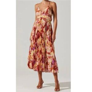 Blythe Floral Plisse Midi Dress